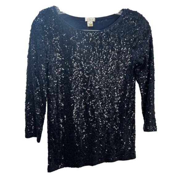 New J‎ CREW Sequin Sparkle Glitter Tank Tops Navy Blue XS - Picture 2 of 5